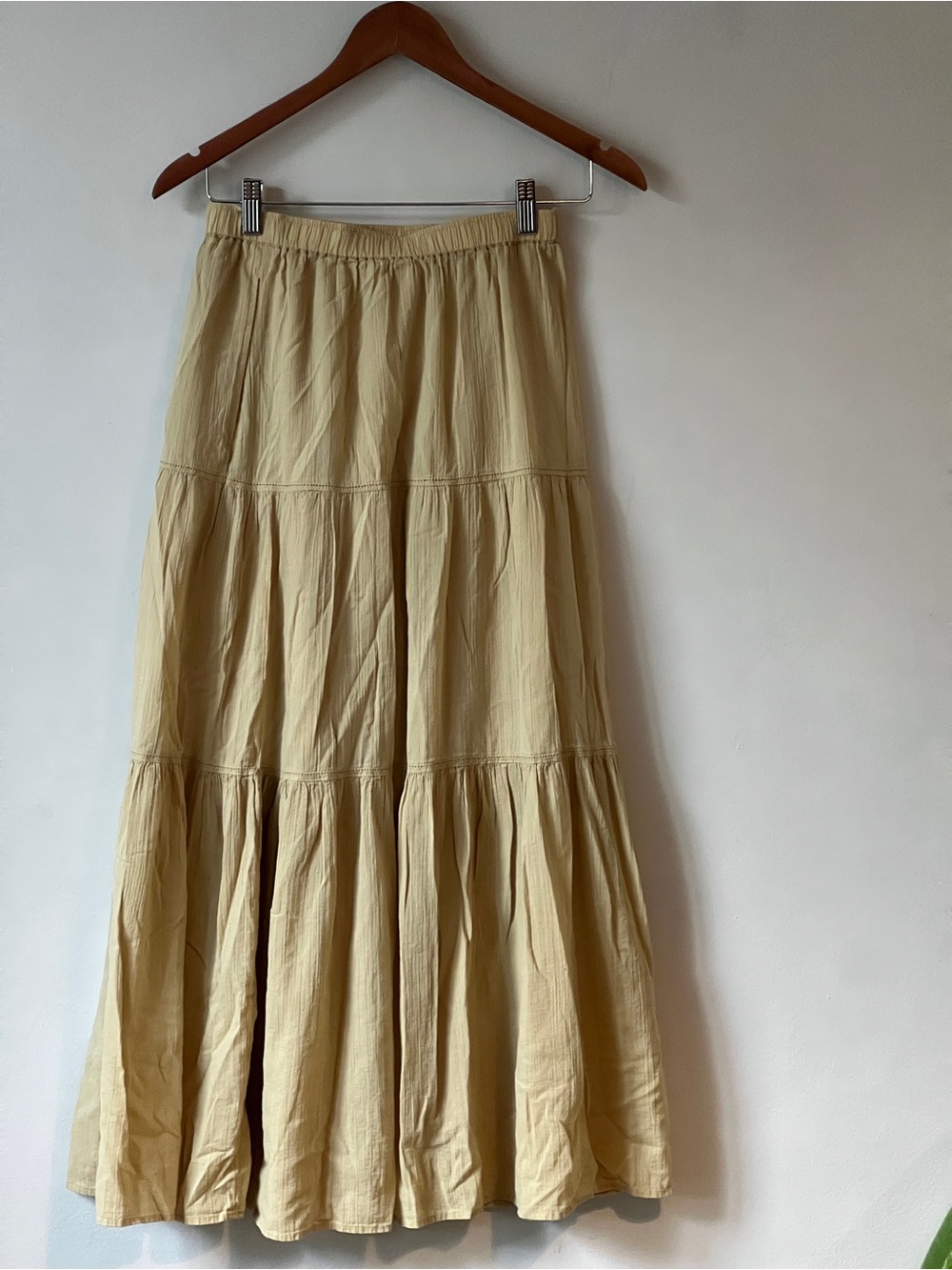 Uniqlo Light Yellow Tiered Maxi Skirt